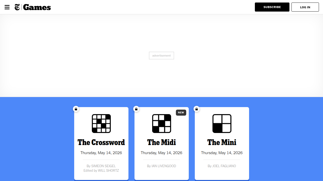 An example of a digital crossword puzzle, offering interactive play and features like social competition and progress tracking.