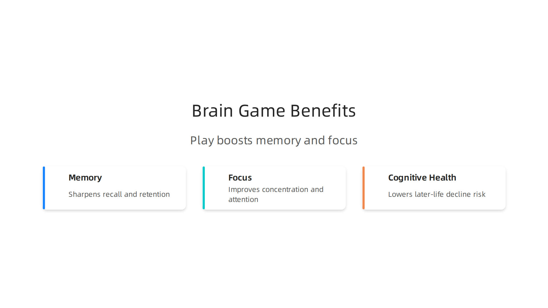 An infographic illustrating how playing the right games can sharpen memory, boost focus, and lower the risk of cognitive decline.
