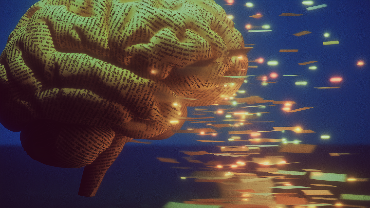An abstract depiction of a brain forming spontaneously in a cosmic environment, illustrating the theoretical Boltzmann brain thought experiment.