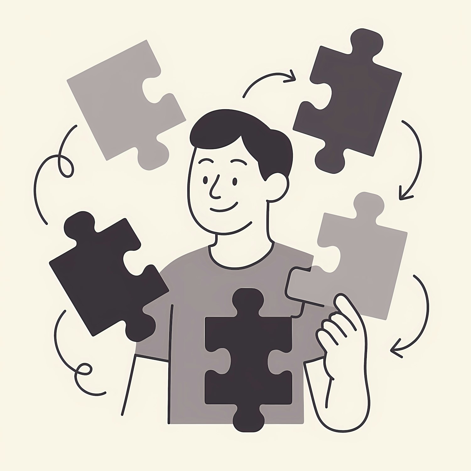 A person incorporating a brain game into their daily routine, perhaps during a coffee break, emphasizing the strategy of habit stacking for consistent practice.