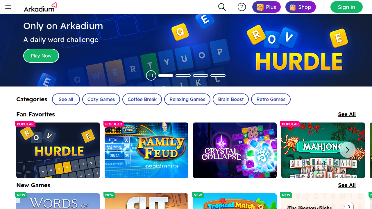 Explore a wide selection of polished online puzzles and classic games on Arkadium.