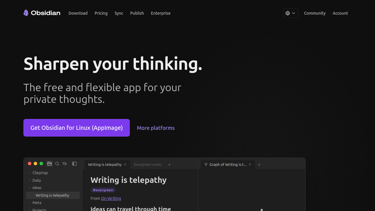 Obsidian allows users to build a networked knowledge base, connecting notes and ideas in a 'second brain' approach.