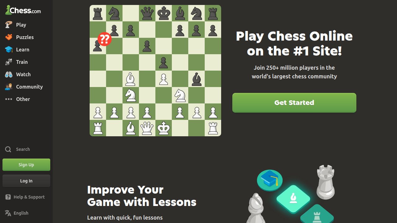 A typical Chess.com game in progress, demonstrating the strategic depth and mental engagement required for online chess.