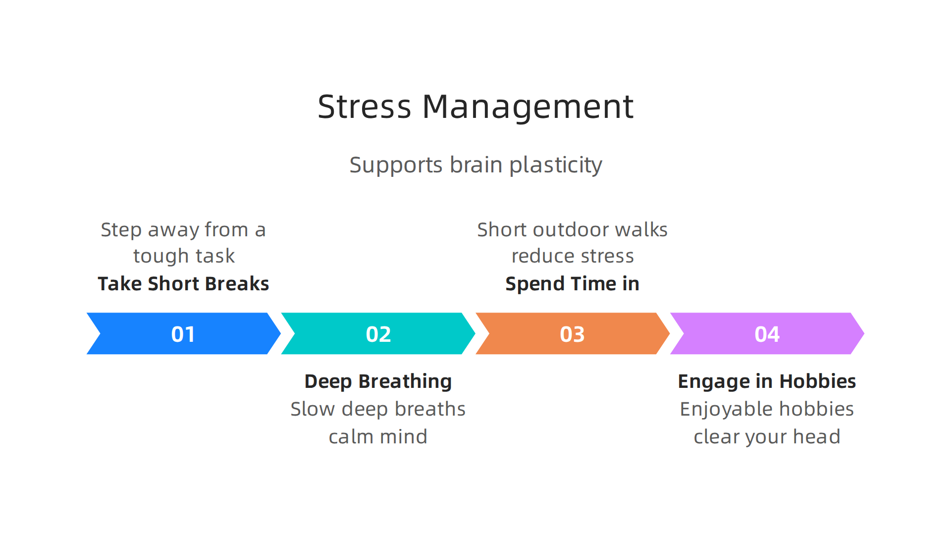 Effective stress management supports brain health and plasticity.