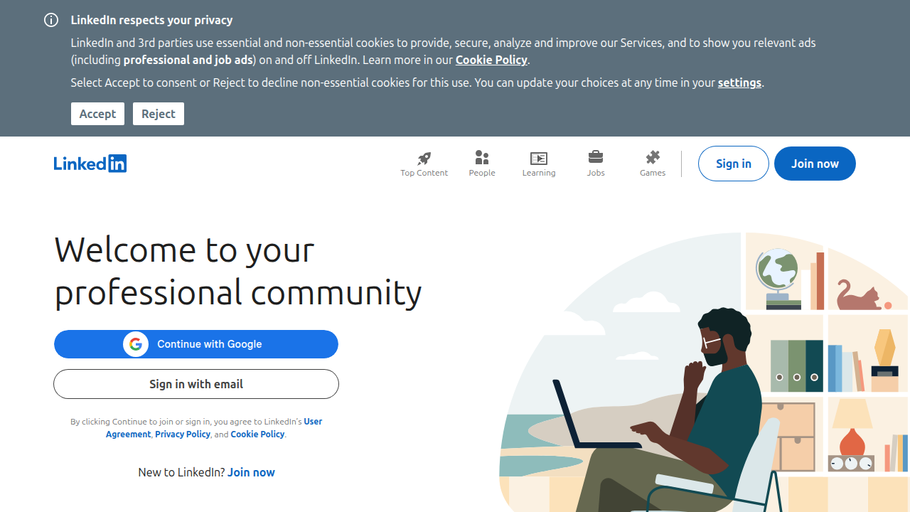 The LinkedIn homepage, a professional networking platform where discussions on AI and neuroscience are often shared.