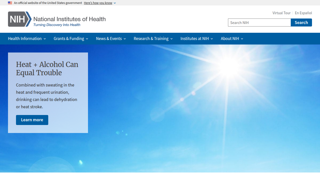 The National Institutes of Health website, a source for scientific research on cognitive performance and video gaming.